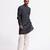 Blue floral plain linen kurta