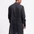 Blue floral plain linen kurta