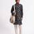 Black digital printed linen kurta