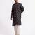 Black animal printed linen kurta