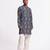 Blue floral printed linen kurta