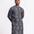 Blue floral printed linen kurta