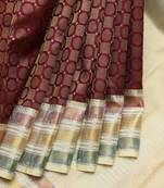 Maroon and cream designer kanchipuram silk saree with silk mark certified
