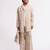 Beige geometric plain linen jacket