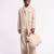 Beige geometric plain linen jacket
