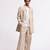 Beige geometric plain linen jacket