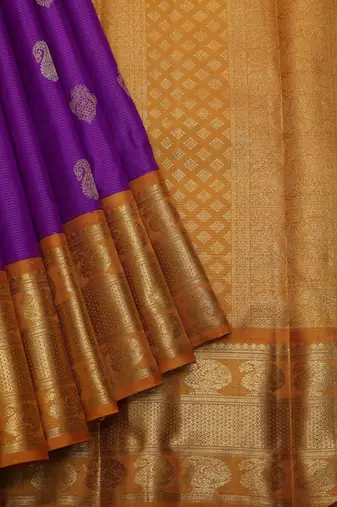 Purple and mustard zari silk saree 