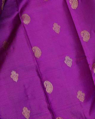 Purple and mustard pure zari silk saree with silk mark certified 3