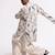 White floral printed linen jacket
