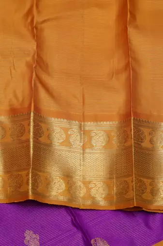 Purple and mustard zari silk saree 