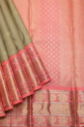Granola beige zari silk saree 