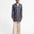 Blue floral printed linen jacket