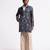 Blue floral printed linen jacket