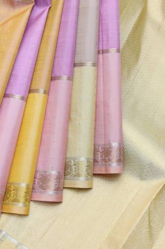 Multi colour pure silk saree