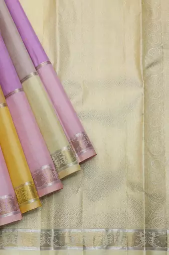 Multi colour pure silk saree with silk mark certified