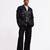 Black floral plain linen jacket