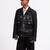 Black floral plain linen jacket