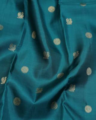 Peacock green pure zari silk saree with silk mark certified 3