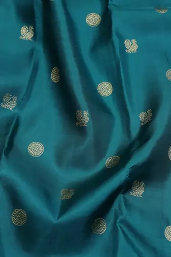 Peacock green pure zari silk saree with silk mark certified
