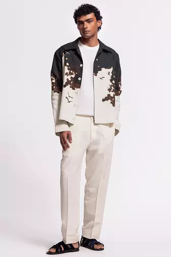Black & white digital printed linen jacket