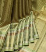 Pear green tissue pure zari kanjivaram silk saree with silk mark certified