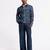 Blue animal printed linen jacket