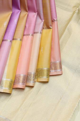 Multi colour pure zari silk saree with silk mark certified