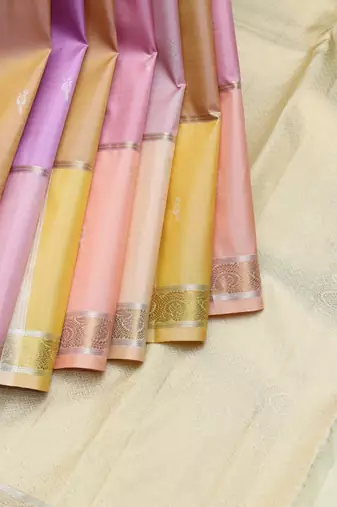 Multi colour pure zari silk saree with silk mark certified