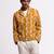 Yellow floral printed linen jacket