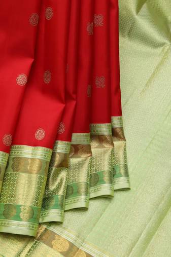 Red and green bridal pure zari silk saree silk saree