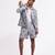 Blue digital printed linen jacket