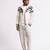 White geometric printed linen jacket