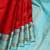 Red and blue pure zari silk saree