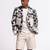 Black & white geometric printed linen jacket
