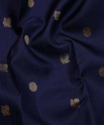 Navy blue pure zari silk saree with silk mark certified 3