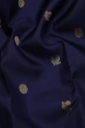 Navy blue pure zari silk saree with silk mark certified