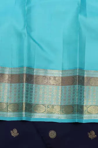 Navy blue pure zari silk saree with silk mark certified