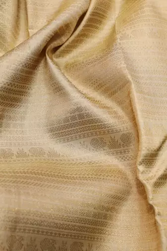 Beige bridal pure zari silk saree with silk mark certified