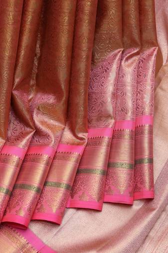 Pink tissue pure zari kanchivaram silk saree