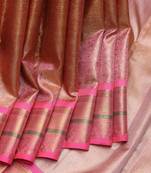Pink tissue pure zari kanchivaram silk saree with silk mark certified