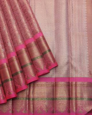 Pink tissue pure zari kanchivaram silk saree with silk mark certified 2