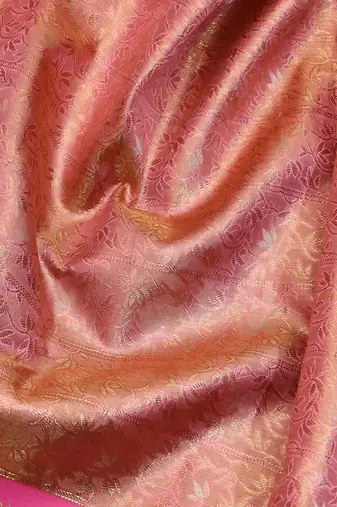 Pink tissue pure zari kanchivaram silk saree with silk mark certified