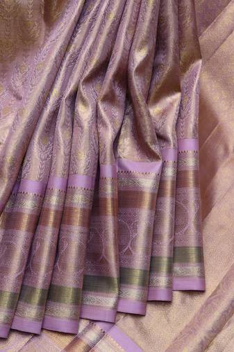 Lavender tissue pure zari kanjivaram silk saree with silk mark certified