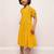 Printed frock in rayon fabric with elasticated sleeves