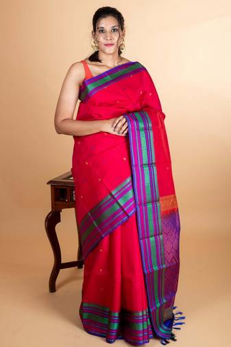 Majenta no-zari kanjivaram silk saree