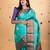 Turquoise pure silk saree