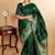 Bottle green pattu saree with silk mark certified