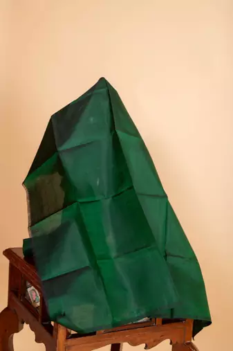 Bottle green pattu saree with silk mark certified