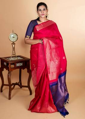 Majenta designer kanjivaram silk saree with silk mark certified 1