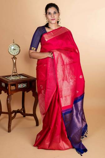 Majenta designer kanjivaram silk saree